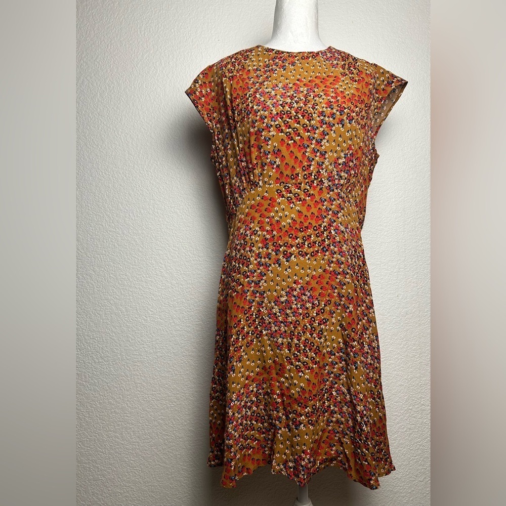 Cooperative Floral Mini Dress in Red and Gold